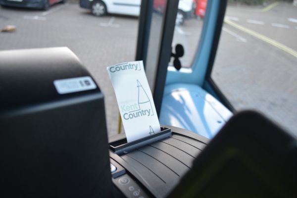 A kent country bus receipt being printed